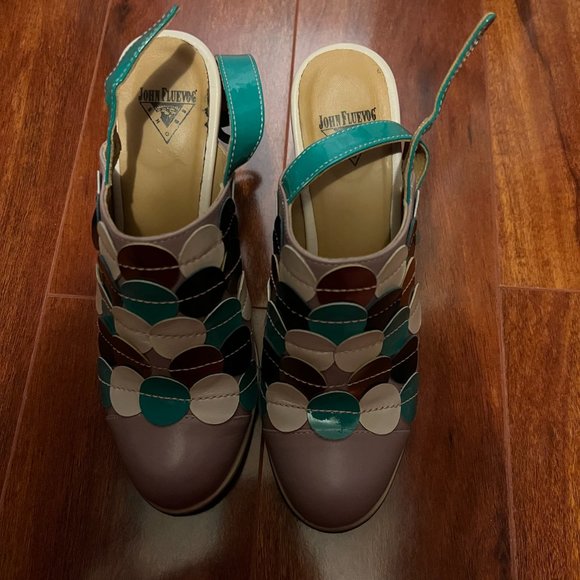 John Fluevog Tziporah Attic Polka Dot Slingback heels size 6.5 (would fit 6) - Picture 3 of 5